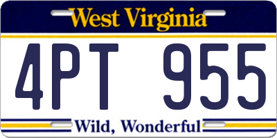 WV license plate 4PT955