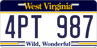 WV license plate 4PT987