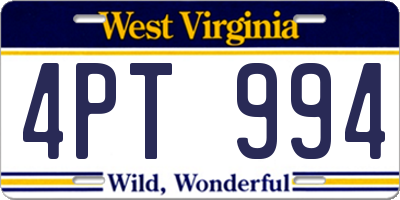WV license plate 4PT994