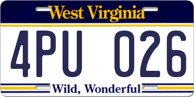 WV license plate 4PU026