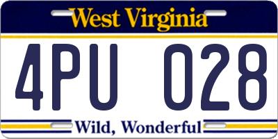WV license plate 4PU028