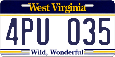 WV license plate 4PU035