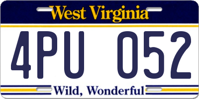 WV license plate 4PU052