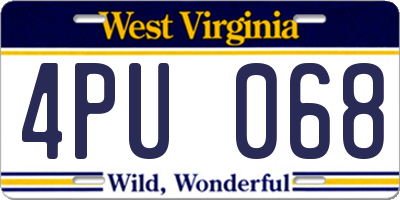WV license plate 4PU068