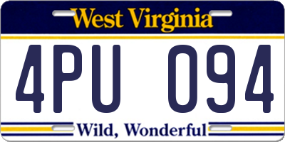 WV license plate 4PU094