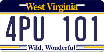 WV license plate 4PU101