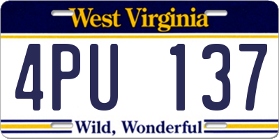 WV license plate 4PU137