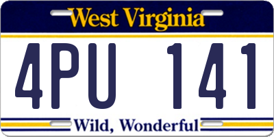 WV license plate 4PU141