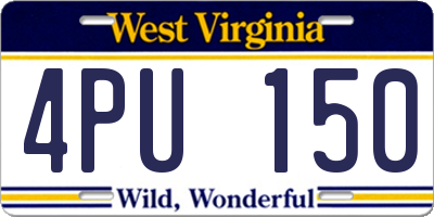 WV license plate 4PU150