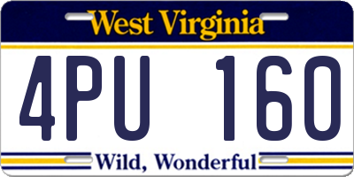 WV license plate 4PU160
