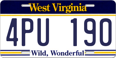 WV license plate 4PU190