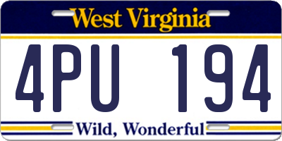 WV license plate 4PU194