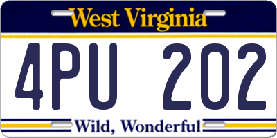 WV license plate 4PU202