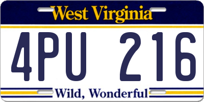 WV license plate 4PU216