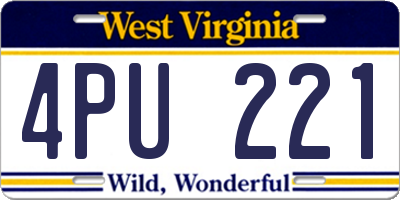 WV license plate 4PU221