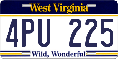 WV license plate 4PU225
