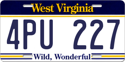 WV license plate 4PU227