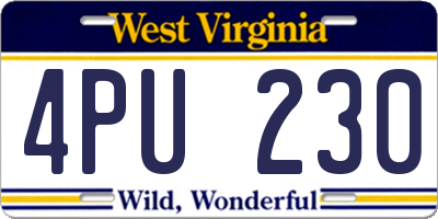 WV license plate 4PU230