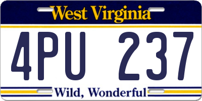 WV license plate 4PU237