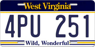 WV license plate 4PU251