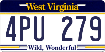 WV license plate 4PU279