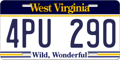 WV license plate 4PU290