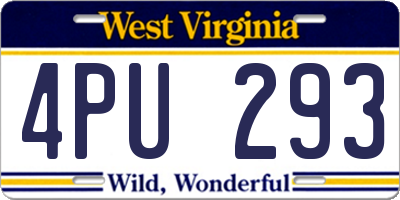 WV license plate 4PU293