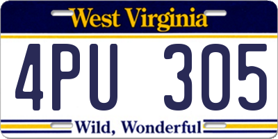 WV license plate 4PU305