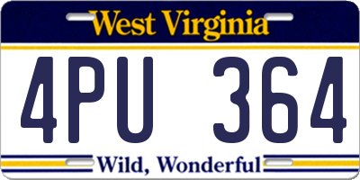 WV license plate 4PU364