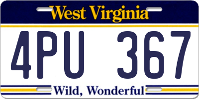 WV license plate 4PU367