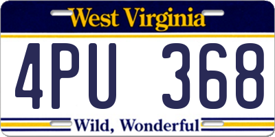 WV license plate 4PU368