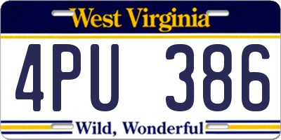 WV license plate 4PU386