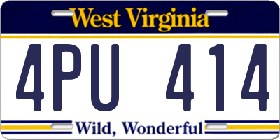 WV license plate 4PU414