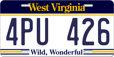 WV license plate 4PU426