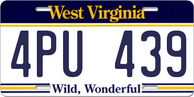 WV license plate 4PU439