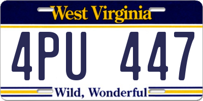 WV license plate 4PU447