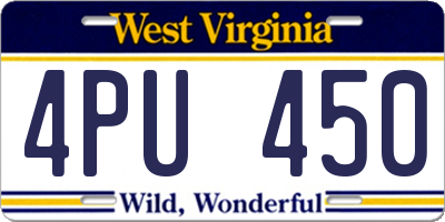 WV license plate 4PU450