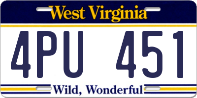 WV license plate 4PU451