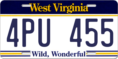 WV license plate 4PU455