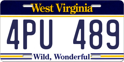 WV license plate 4PU489