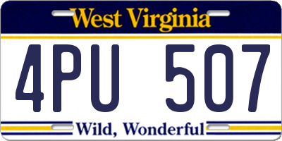 WV license plate 4PU507
