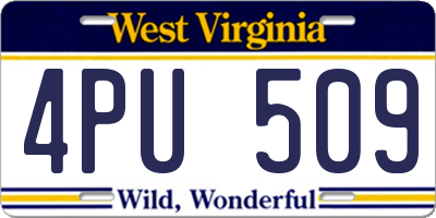 WV license plate 4PU509