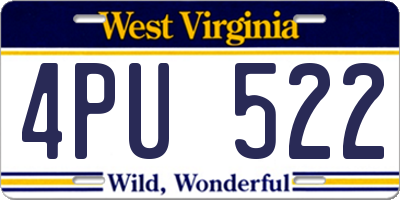 WV license plate 4PU522