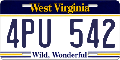WV license plate 4PU542
