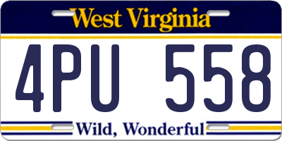 WV license plate 4PU558
