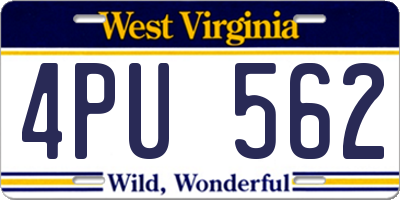 WV license plate 4PU562