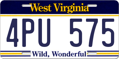 WV license plate 4PU575
