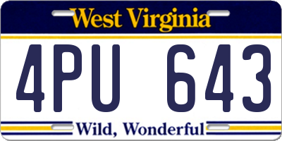 WV license plate 4PU643