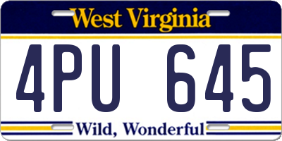 WV license plate 4PU645