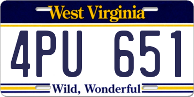 WV license plate 4PU651